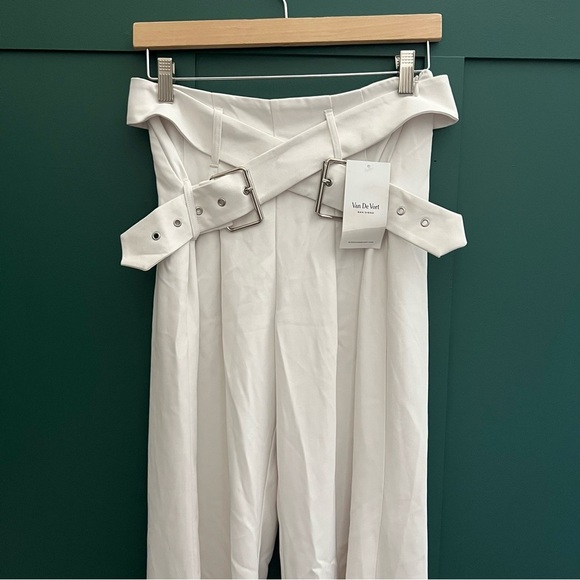 For Love & Lemons “Natasha” Wide Leg Belted Pant In Cream - Picture 5 of 15